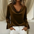 thumbnail image 2 of Velvet Blouses for Women, Cowl Neck Trendy Long Sleeve Shirts, Fall Casual Elegant Tops, 2 of 6
