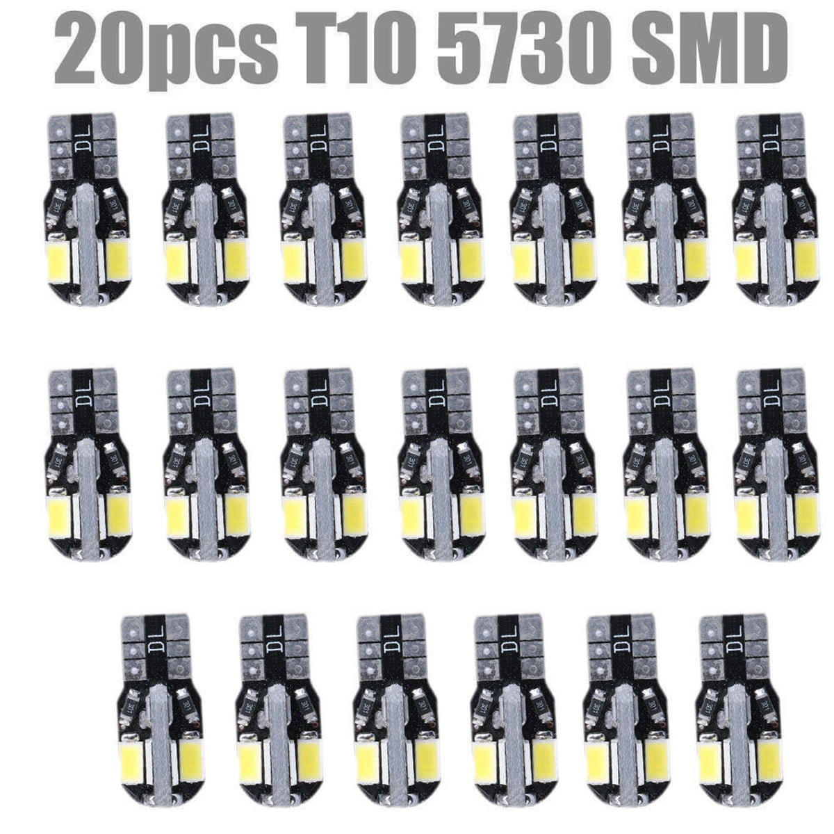 JAVR Pack of 20 5th Generation 5050 Chipsets 5SMD Lighting Source for 12V License Plate Map Dome Lights Lamp Bright White 194 T10 168 2825 501 W5W Car Interior Replacement LED Light Bulb