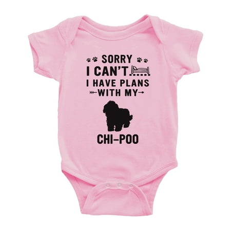

Sorry I Can t I Have Plans With My Chi-Poo Love Pet Dog Cute Baby Bodysuit Baby Clothes (Pink 12-18 Months)