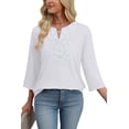 thumbnail image 5 of WIHOLL 3/4 Length Sleeve Summer Tops for Women Trendy Blouses V Neck Lace Shirt Beach Vacation Cruise Outfits, 5 of 11