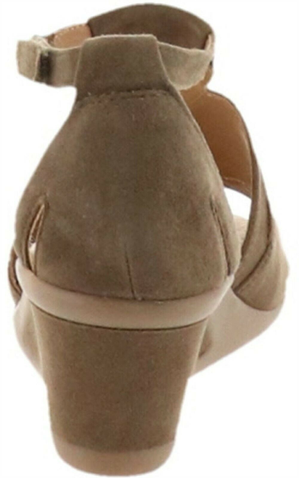 earth suede peep toe wedge