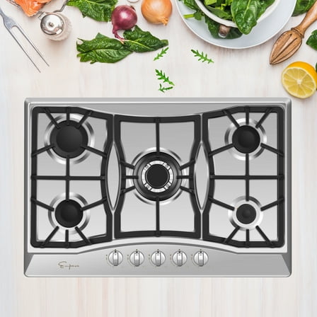 Empava 30'' Built-in Gas Stove Top - Stainless Steel LPG Natural Gas Cooktop - 5 Sealed Burners