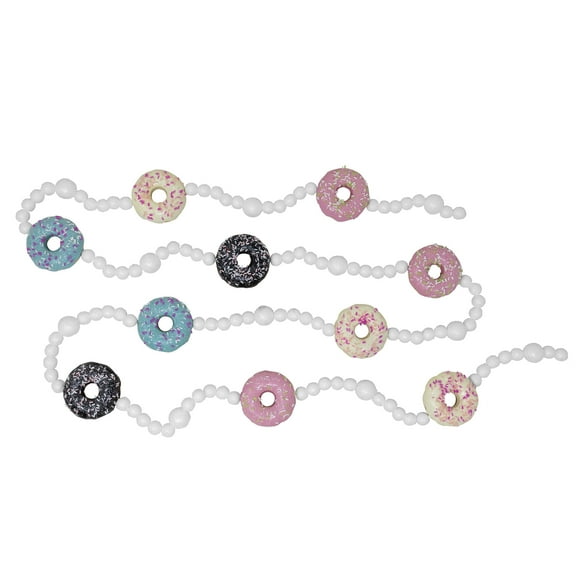 Kurt Adler Plastic Donuts with Cotton Candy Balls Garland, 6ft