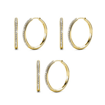 Cate & Chloe Pack of 3 - Bianca 18k Yellow Gold Plated 25mm Hoop Earrings with Swarovski Crystals for Women