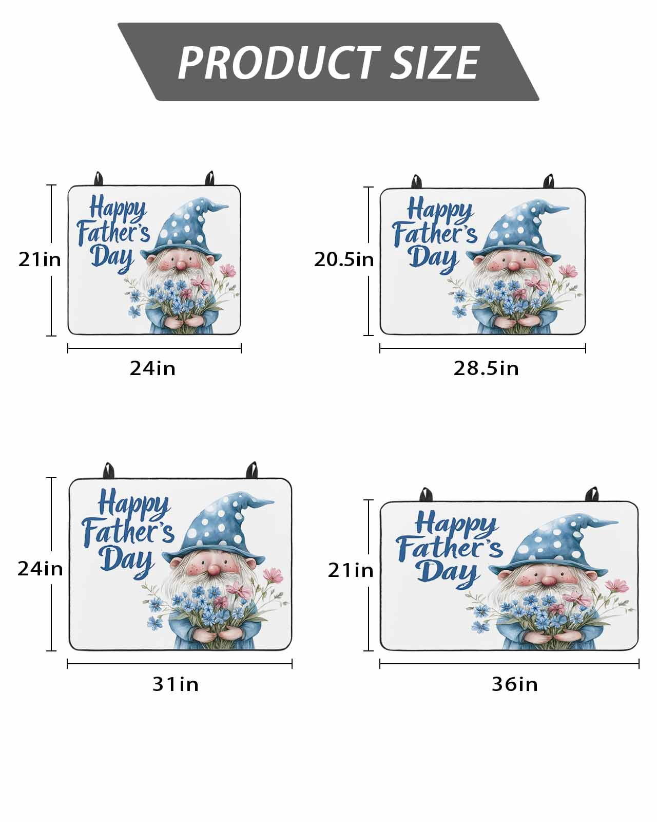 Stove Top Covers for Electric Stove 36x21 Inches, Happy Father's Day Heat Insulation Fireproof Glass Cooktop Protector, Blue Gnomes Floral Botanical Countertop Stovetop Cover for Kitchen
