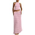 thumbnail image 2 of Conjunto de Dos Piezas de Falda Larga para Mujer, con Cuello Halter, Espalda Descubierta y Falda Larga para Salir en la Playa. Conjunto de Dos Piezas. Rosa M, 2 of 7