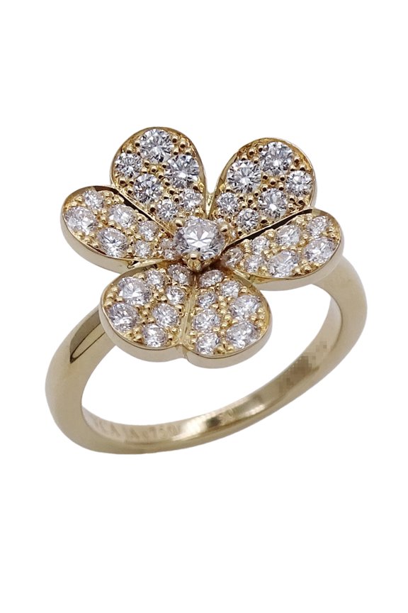 Pre-Owned Van Cleef & Arpels Women's Ring, 750YG Yellow Gold, Diamond, Frivole, 1 Flower, #50,...