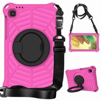 Allytech Case for Galaxy Tab A7 Lite 8.7" -Kids-Friendly Rubber Cover with Stable Kickstand, Rotating Handle Grip, Shoulder Strap for Samsung Galaxy A7 Lite 2021 SM-T220/T225/T227-Rose