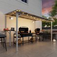 thumbnail image 4 of MEISSALIVVE 8' x 12' Wall Mounted Gazebo, Outdoor BBQ Grill Gazebo with Side Shelf, Lean to Metal Awnings with Sloped Roof, Heavy Duty Pergola for Backyard, Deck, White, 4 of 11