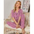thumbnail image 3 of Ekouaer Womens Button-Down Pajama Set Soft Short Sleeve Sleepwear with Long Pants, 3 of 4