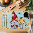 thumbnail image 2 of Aqua Gnomes Daisy Placemats Set of 4, Pastoral Country Garden Floral Placemats for Dining Table, Place Mats for Kitchen Tabletop, Waterproof Wipeable Dining Table Mats Set, 2 of 9