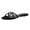 Black, variant on Women Round Open Toe Flats Slippers Crystal Studded Straps Slides Sandals Beach Comfortable Shoes Size 4 Blue