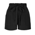 thumbnail image 4 of Nmnitkp Shorts for Women Comfort Summer Casual Loose With Pockets Drawstring Elastic Waist Pants Elastic fabric Short Pants Black,L, 4 of 8