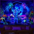thumbnail image 2 of Liangnv Tapiz De Medusas De Astronauta De Luz Negra, Tapiz De Setas Trippy, Tapiz De Pared De Plantas De Fantasía Reactiva Uv, Tapiz Espacial De Galaxia De Neón Psicodélico, 2 of 5