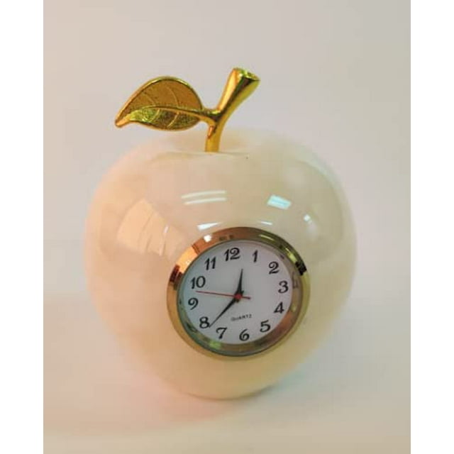 ApexGlobal Decorative Marble Apple with Clock, Dark Green, Handcrafted Marble, Desk / Shelf Clock, Home décor, Unique Gift Idea…