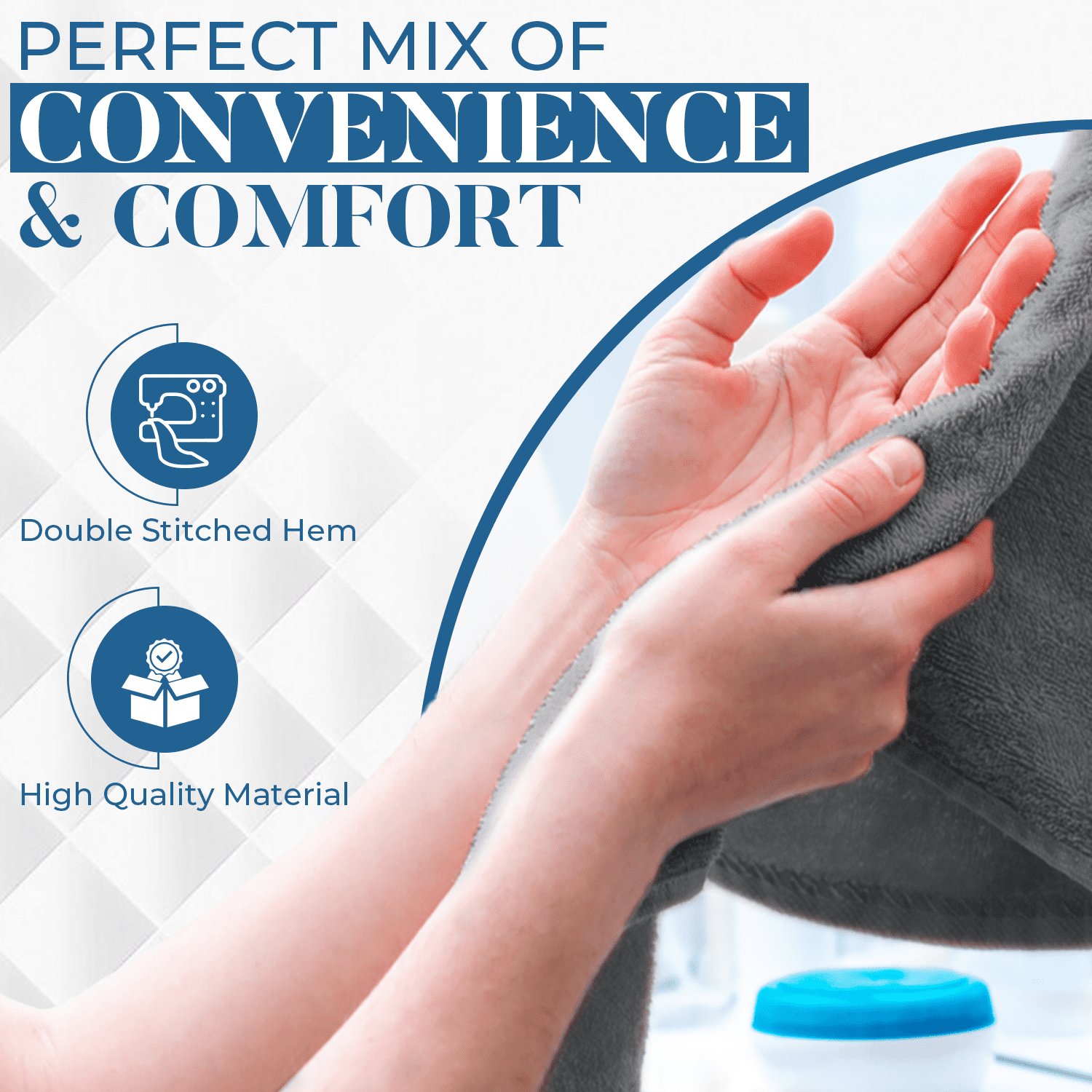 Dan River Hand Towel pack of 6 Quick Dry And Absorbent Cotton Towels for Bathroom - Gray 16x28in