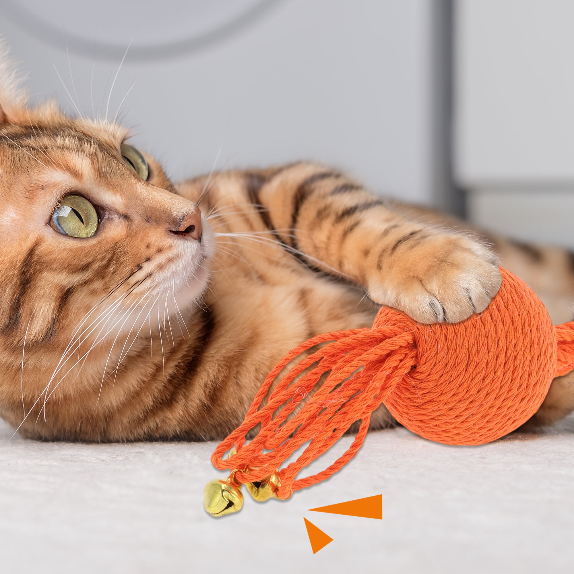 Unique Bargains Playing Ball with Bell for Cat Indoor Orange