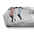 thumbnail image 2 of Vintage Soft Flannel Fleece Throw Blanket, Silhouettes of Girls Dancing Making Swift Moves, Cozy Plush for Indoor and Outdoor Use, 50" x 70", Sky Blue Coral, by Ambesonne, 2 of 5