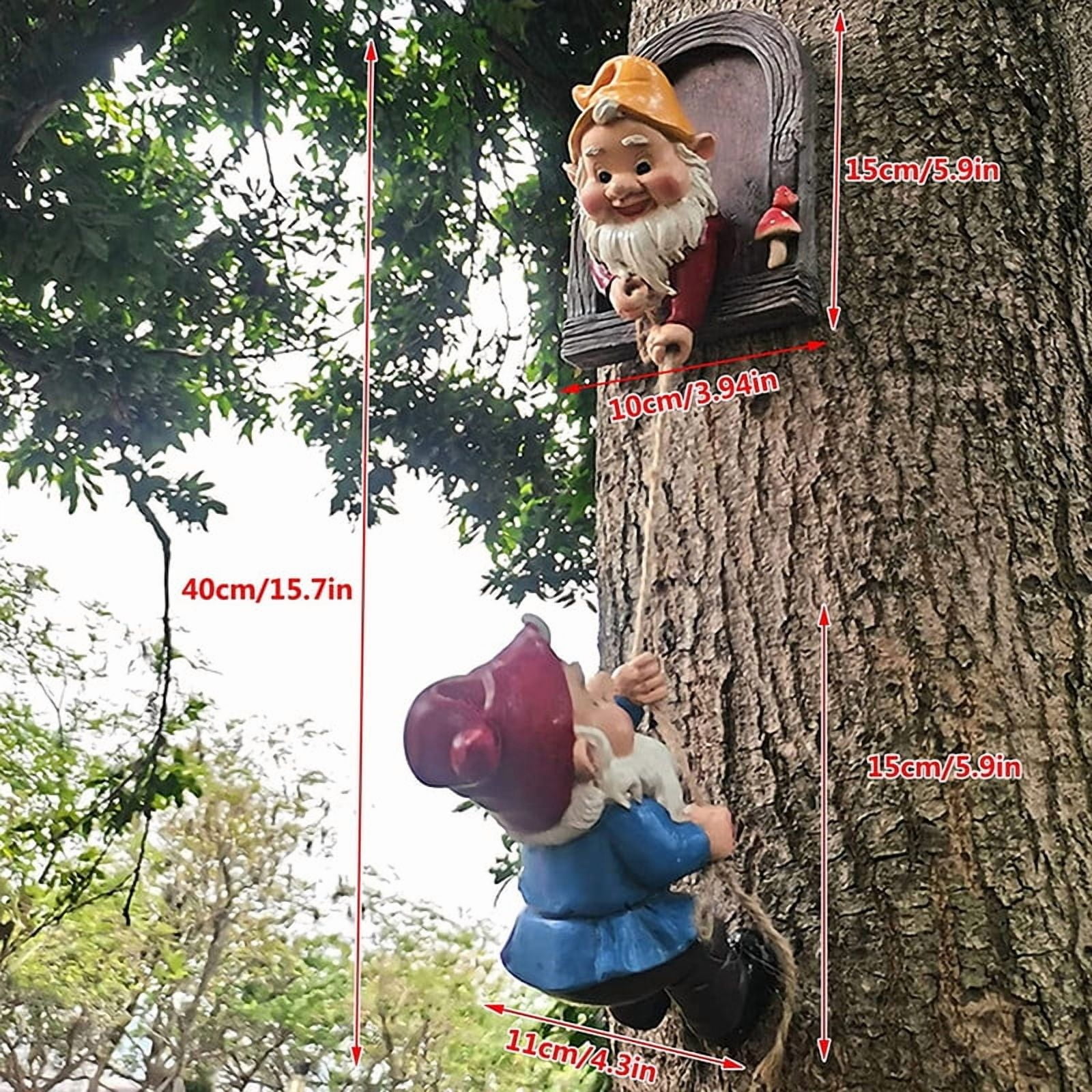 Climbing Tree Gnomes Decor,Elf Gnomes Tree Hugger Statue,Resin Dwarf Art Sculpture for Home Wall Yard Courtyard Garden Decoration