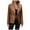 Brown, variant on Tiweut Women's Leisure PU Leather Jackets Solid Color Double Breasted Button Suit Loose Fit Coat Regular Blouses Beige,L