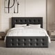 thumbnail image 1 of Spacious tamaño completo size marco de cama: 4 almacenamiento cajones & cabecero, linen forrado, de madera slat support, no necesita colchón base, button tufted design, negra, 1 of 6
