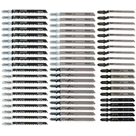 

Threns 60Pcs Universal Jig Saw Blade Set Fast Cut Down Jig Saw Accessories for Wood Metal Cutting