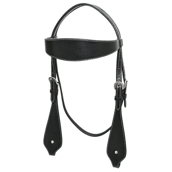 HILASON Western Horse Headstall Tack Genuine American Leather Plain Black
