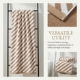 thumbnail image 3 of Unique Bargains Striped Absorbent Quick Dry Pure Cotton Bath Towel Brown 55" x 28", 3 of 6