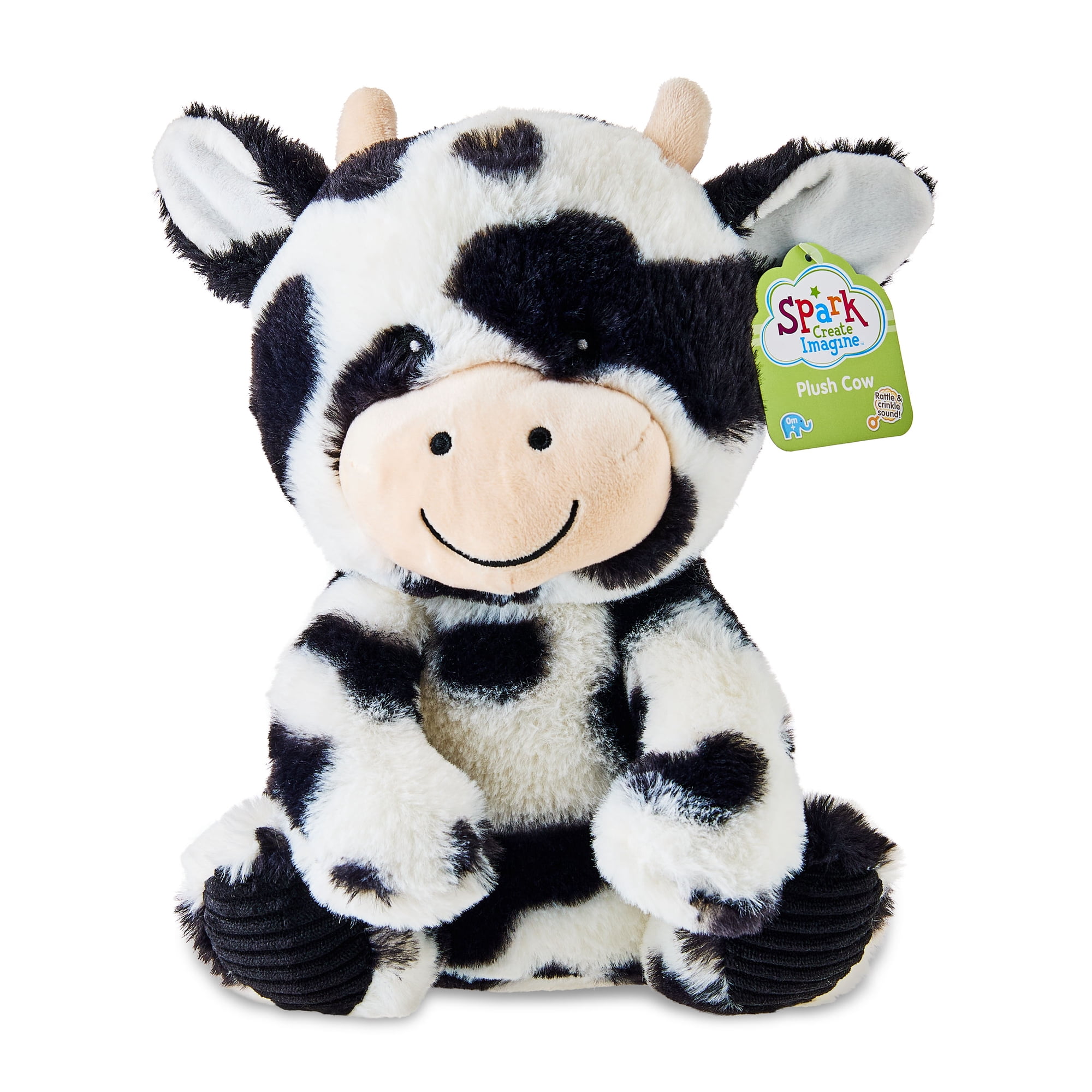 Spark Create Imagine Cow Plush Toy, Black and White, 10 in