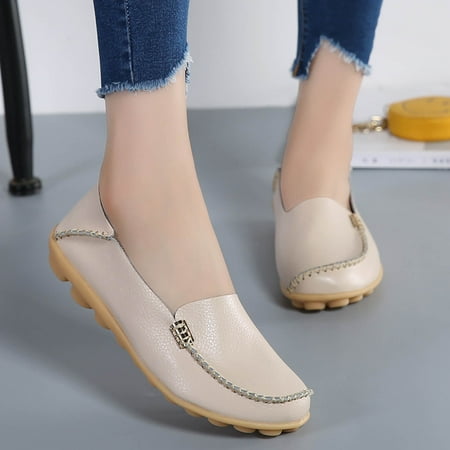 

NOKIO Women s Comfortable Loafers Casual Round Toe Moccasins Wild Driving Flats Soft Walking Shoes Women Slip On Women s Comfortable Leather Loafers Driving Soft Walking Shoes Women Slip On