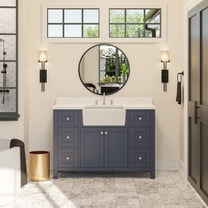 Yorkshire 48" Farmhouse Bathroom Vanity with Marine Gray Cabinet and Engineered Marble Top