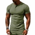thumbnail image 4 of Ceisia Solid Henley Half Button Crew Neck Quick Dry Breathable Athletic Short Sleeve Tees For Daily Sports Army Green L Gift, 4 of 9