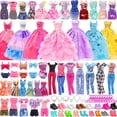 thumbnail image 1 of 47 PCS Doll Clothes and Accessories 3 PCS Wedding Gowns 3 Tops 3 Pants 3 PCS Fashion Dresses 2 Sets Swimsuits Bikini 6 Braces Skirt, 10 Hangers 14 Shoes and 6 Accessories Toys for 11.5 inch Doll, 1 of 5