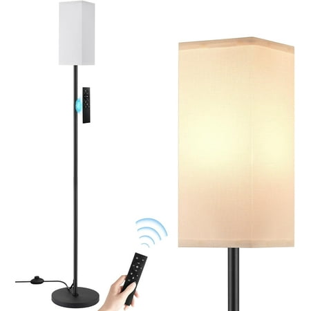 

Floor Lamps for Living Room - Remote Control 9W Stepless Dimmable Bulb Foot Switch Color Temperatures 64 Tall Standing Lamp Beige Lampshade Reading Bedroom Office (Black)