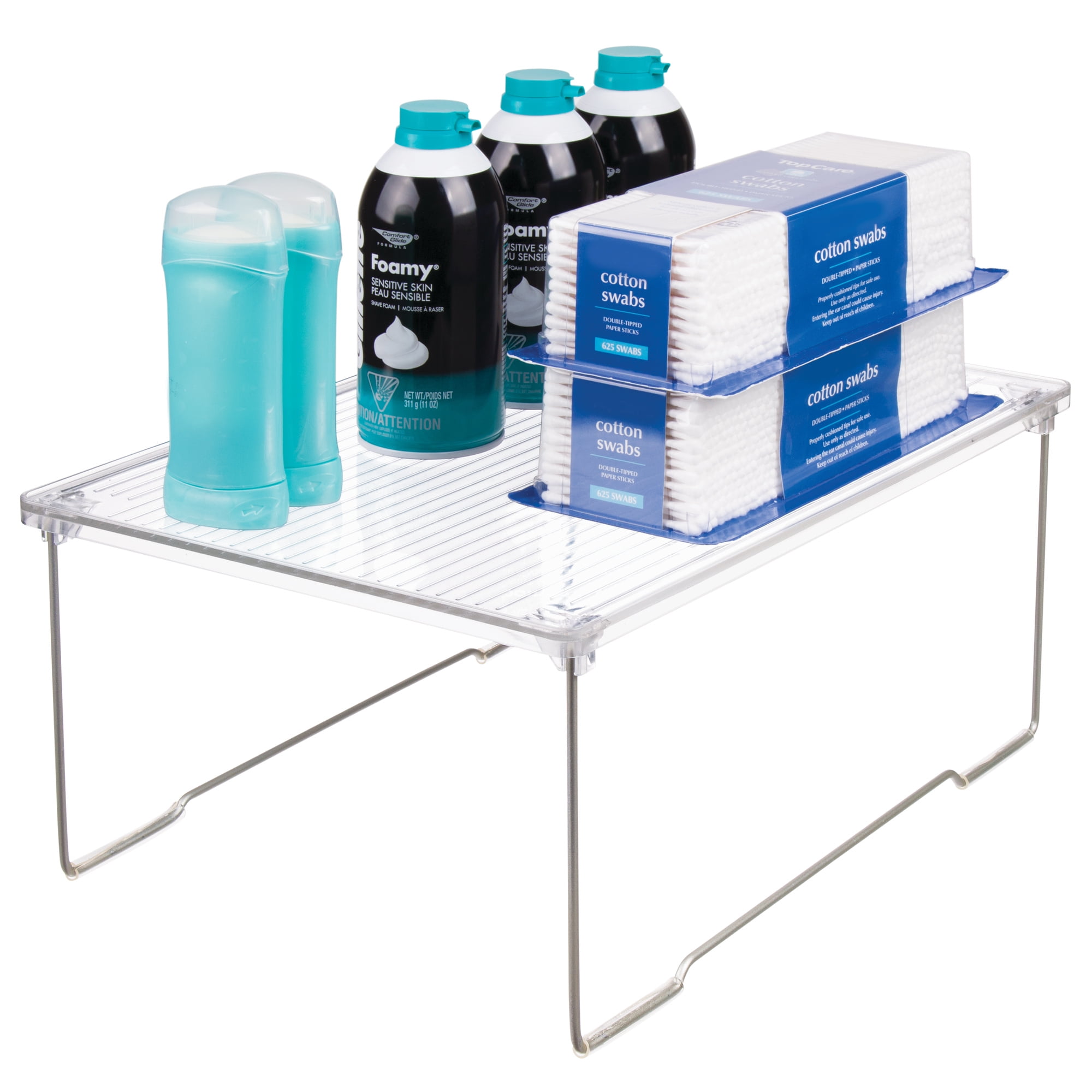 iDesign Stackable Cabinet Shelf Organizer - Cabinet Riser for Bathroom Storage - Clear