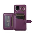 thumbnail image 3 of ELEHOLD Wallet Crossbody for Samsung Galaxy A12 Case with Lanyard Wrist Strap Credit Card Holder, PU Leather Protective Phone Case with Ring Holder,Deep Purple, 3 of 5