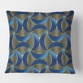 thumbnail image 2 of Designart Geometric abstract waves in gold and marine blue' Mid-Century Modern Throw Pillow - 18x18, 2 of 2