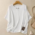 thumbnail image 2 of Taqqpue Womens Summer Plus Size Cotton Tops Solid Color Crew Neck Short Sleeve T Shirts Loose Fit Casual Basic Blouses Tops with Pockets, 2 of 8