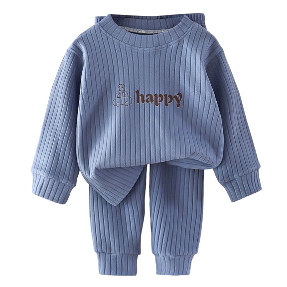 Wenfanal Little Boys Long sleeve Pajamas Kids,Toddler Baby Boy Clothes Outfits,Cute Casual Printed Set Long Underwear Pants Home Wear Boys Fashion Size 2-3 Years,Dark Blue