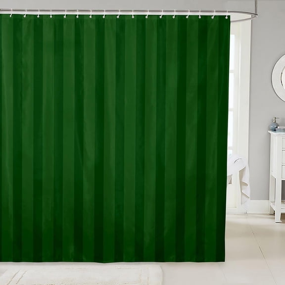 Green Striped Shower Curtain for Bathroom Waterproof Fabric Shower Curtain with 12 Hooks 71x71 inches