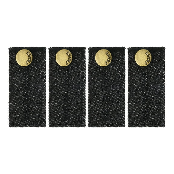 4Pack Button Extenders for Pants, Denim Waist Extenders (Black, 3.1x1.5inch)