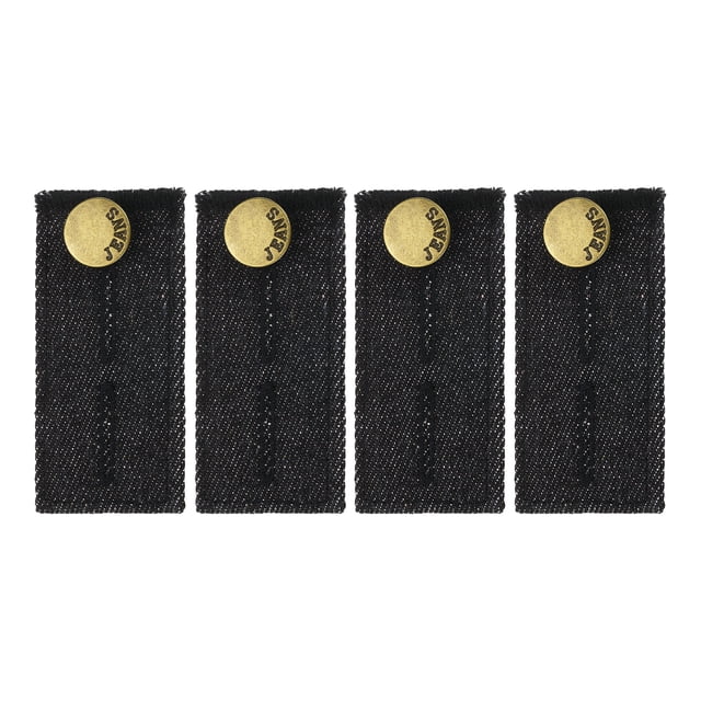 Extensores de Botón de 4 Paquetes para Pantalones, Extensores de Cintura de Mezclilla (Negro, 3.1x1.5inch)
