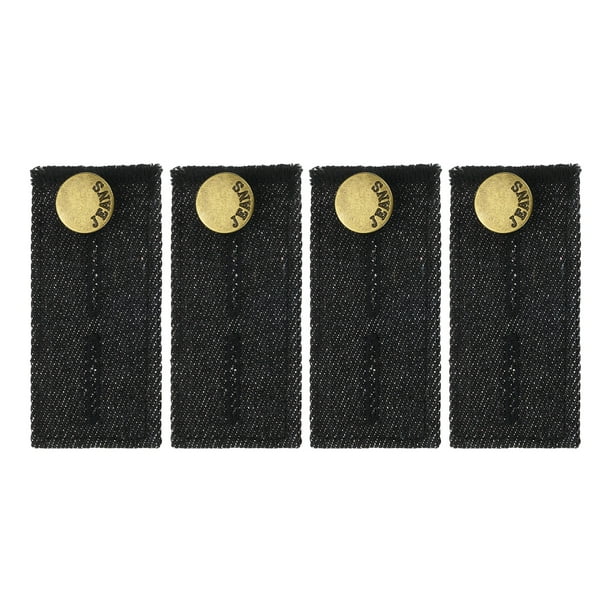 Extensores de Botón de 4 Paquetes para Pantalones, Extensores de Cintura de Mezclilla (Negro, 3.1x1.5inch)
