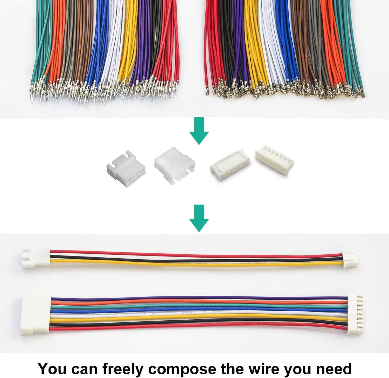 Keszoox JST XH 2.5mm Male Female Cable Connector Kit 22AWG Premium Pre-Crimped Cables