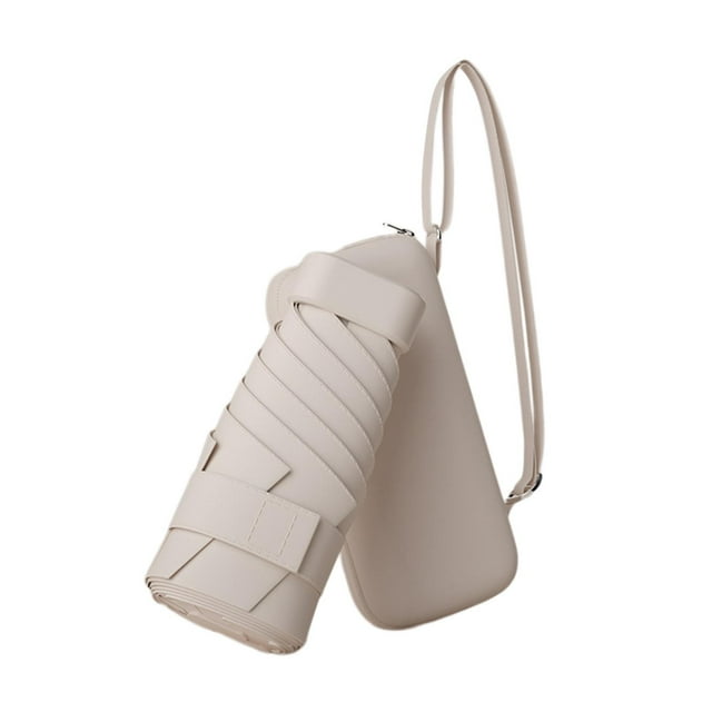Mini paraguas de viaje, fuerte protección solar, paraguas de lluvia, pequeño y plegable. Beige