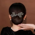 thumbnail image 5 of Flower Hair Bun Roller Whale Tail Rhinestone Flower Hair Clip Lazy Hair Curler Deft Bun Maker Feather Hairpin French Hairstyle Easy Fast Snap Roll Hair Tool, 5 of 10