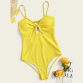 thumbnail image 4 of WREESH Women'S Bare Back Solid Color Knot On Chest One Piece Beachwear, 4 of 7