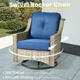 thumbnail image 5 of Vcatnet 6 Pieces Patio Outdoor Conversation Set All Weather Wicker Furniture Swivel Rocking Chairs Sofa Set with Solar Lamp Coffee Table,Navy Blue, 5 of 8
