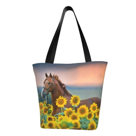 Zeuib Horse Sunflowers Shoulder Bag for Women Tote Bag Shoulder Handbags Top Handle Satchel Bags