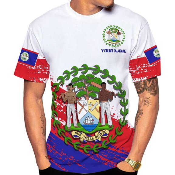 Personalized Belize Shirt for Men and Women, Coat of Arms of Belize Flag Flag Shirt, Belizean Country Flag Gift (T-shirt, S)
